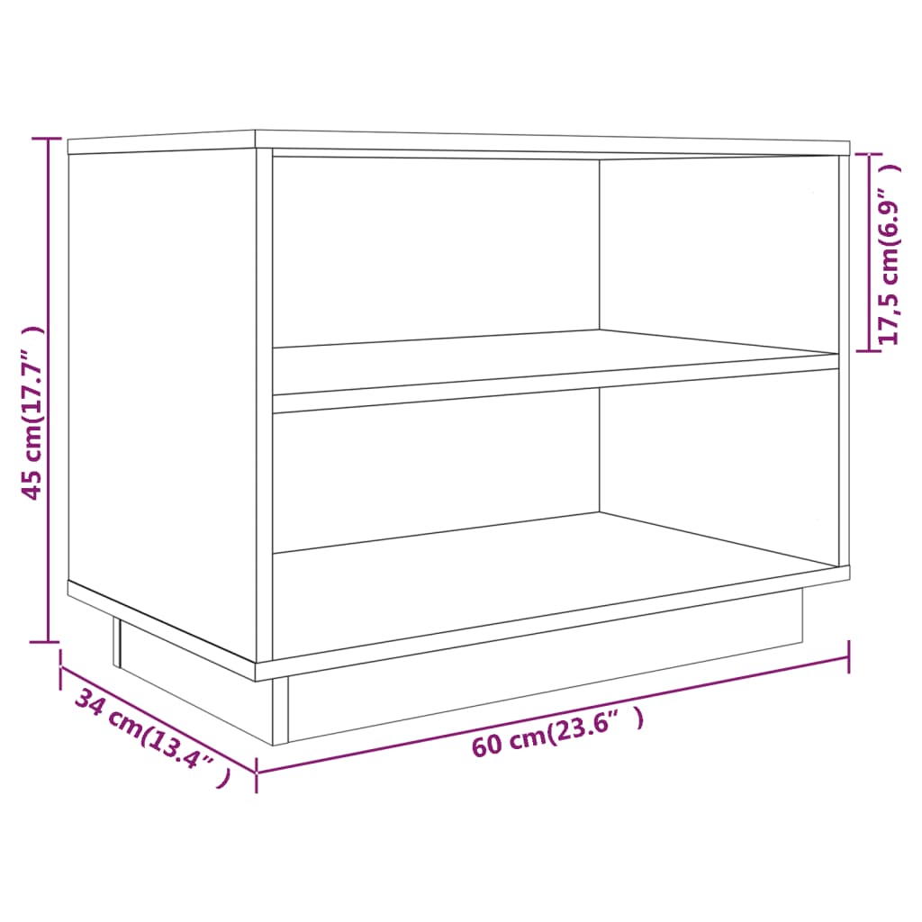 Scarpiera Marrone Ambra 60x34x45 cm in Legno Massello di Pino