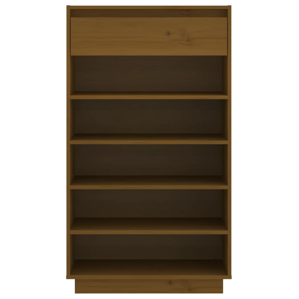 Scarpiera Marrone Ambra 60x34x105 cm in Legno Massello di Pino