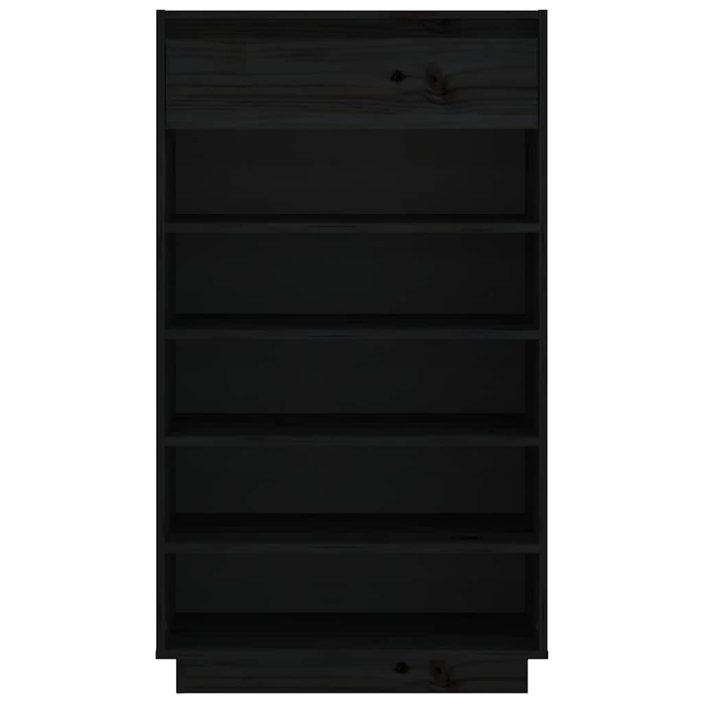 Scarpiera Nera 60x34x105 cm in Legno Massello di Pino