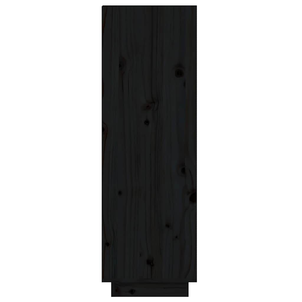 Scarpiera Nera 60x34x105 cm in Legno Massello di Pino