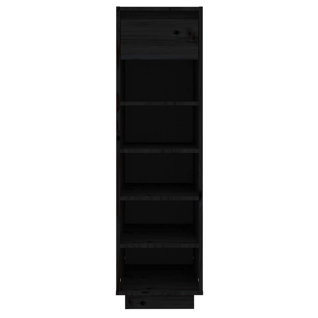 Scarpiera Nera 30x34x105 cm in Legno Massello di Pino