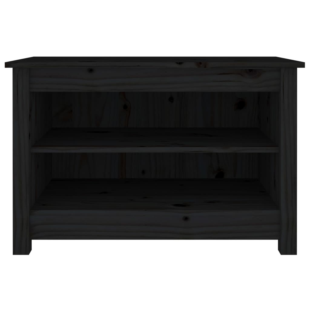 Scarpiera Nera 70x38x45,5 cm in Legno Massello di Pino