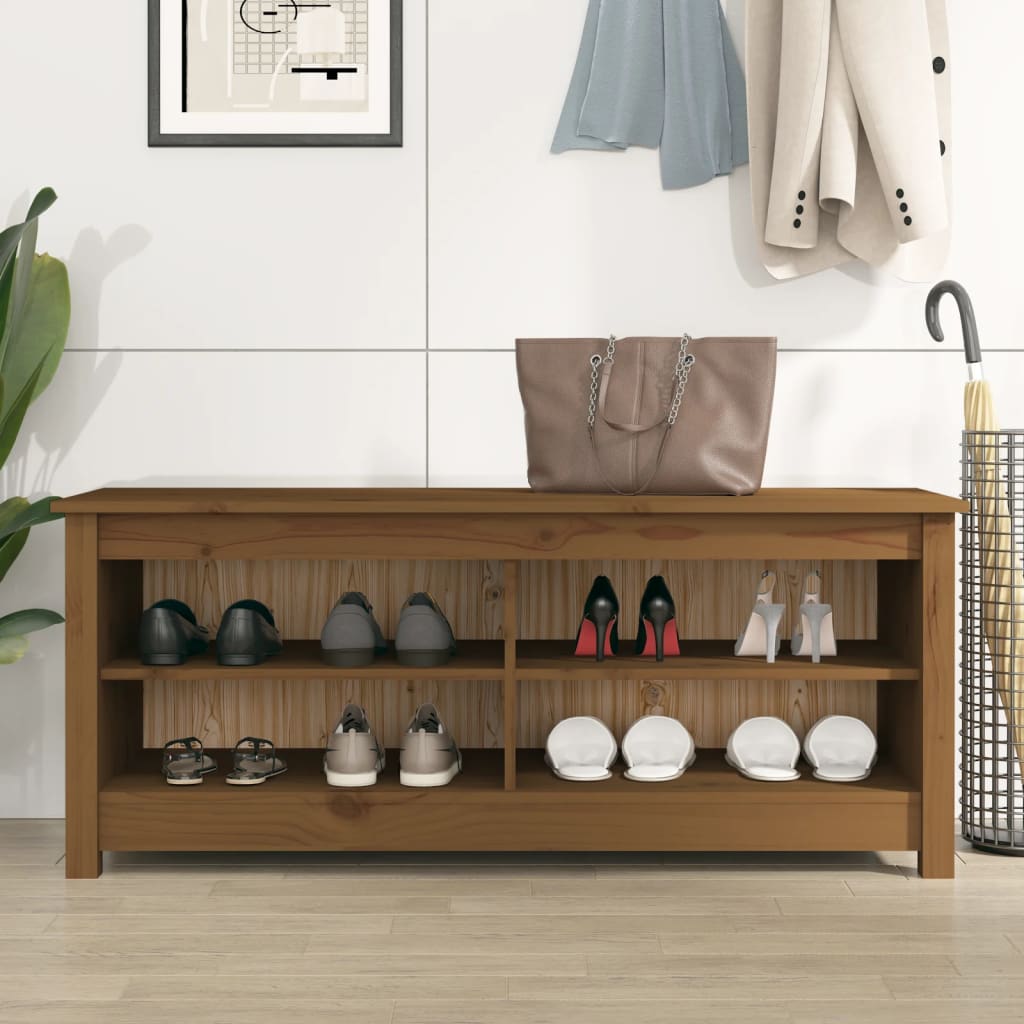 Scarpiera Ambrata 110x38x45,5 cm in Legno Massello di Pino
