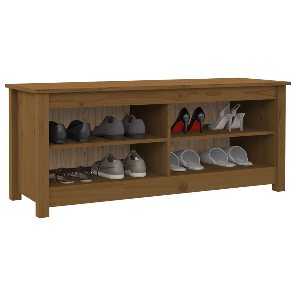 Scarpiera Ambrata 110x38x45,5 cm in Legno Massello di Pino