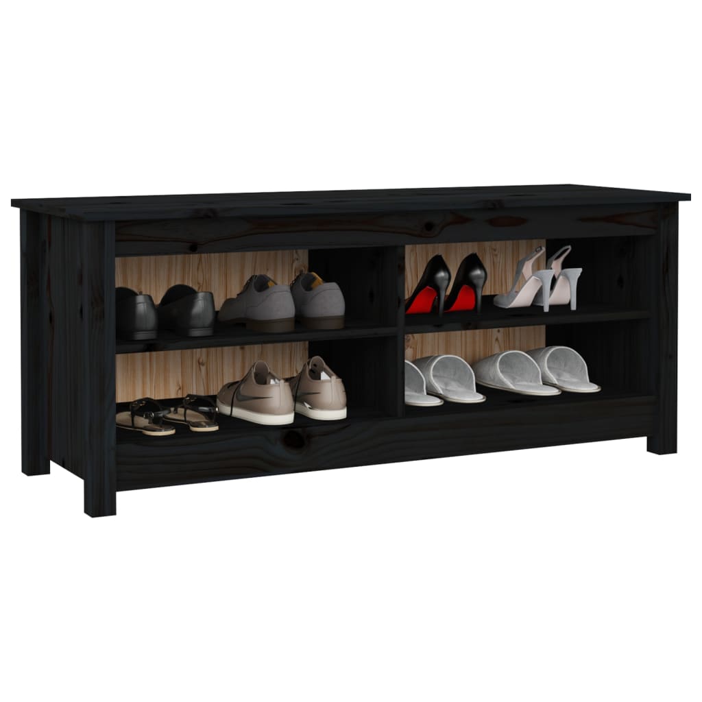 Scarpiera Nera 110x38x45,5 cm in Legno Massello di Pino
