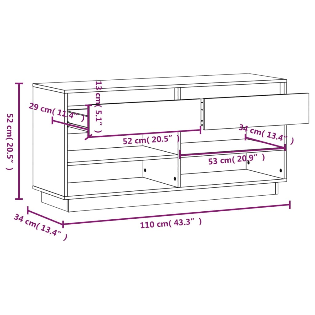 Scarpiera ambra 110x34x52 cm in Legno Massello di Pino