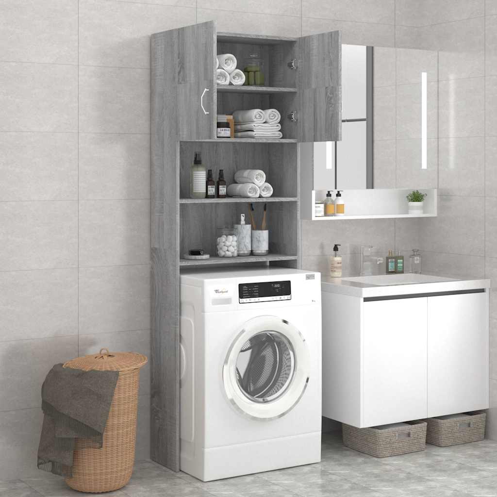 Mobile per Lavatrice Grigio Sonoma 64x25,5x190 cm