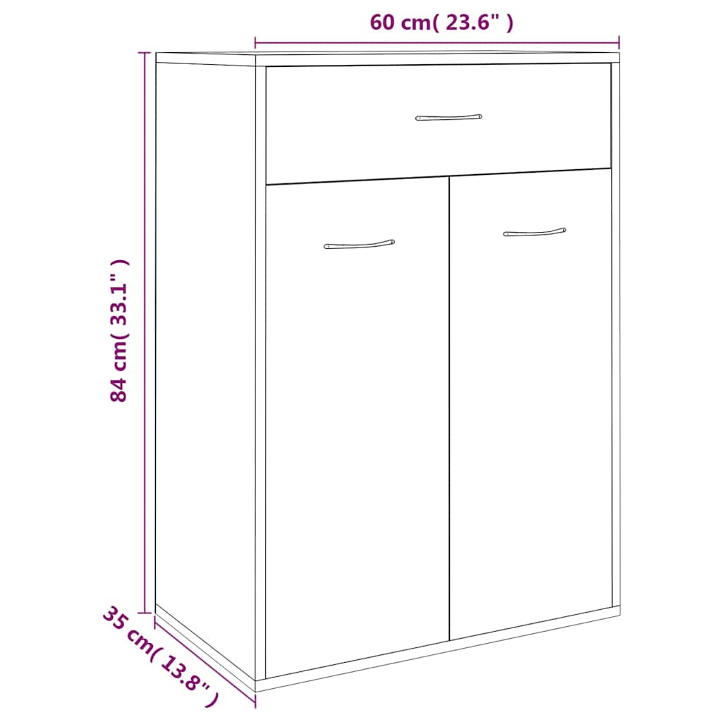 Scarpiera Rovere Fumo 60x35x84 cm in Legno Multistrato