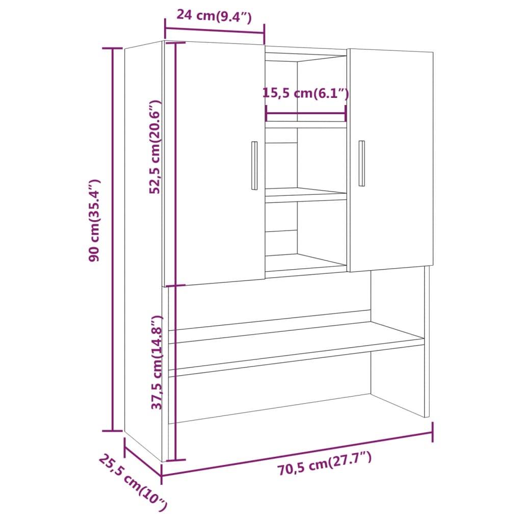 Mobile per Lavatrice Rovere Fumo 70,5x25,5x90 cm