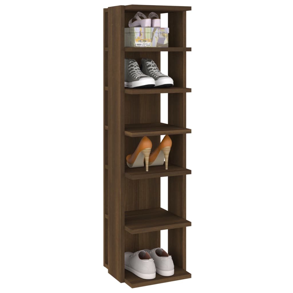 Scarpiera Rovere Marrone 27,5x27x102 cm in Legno Multistrato