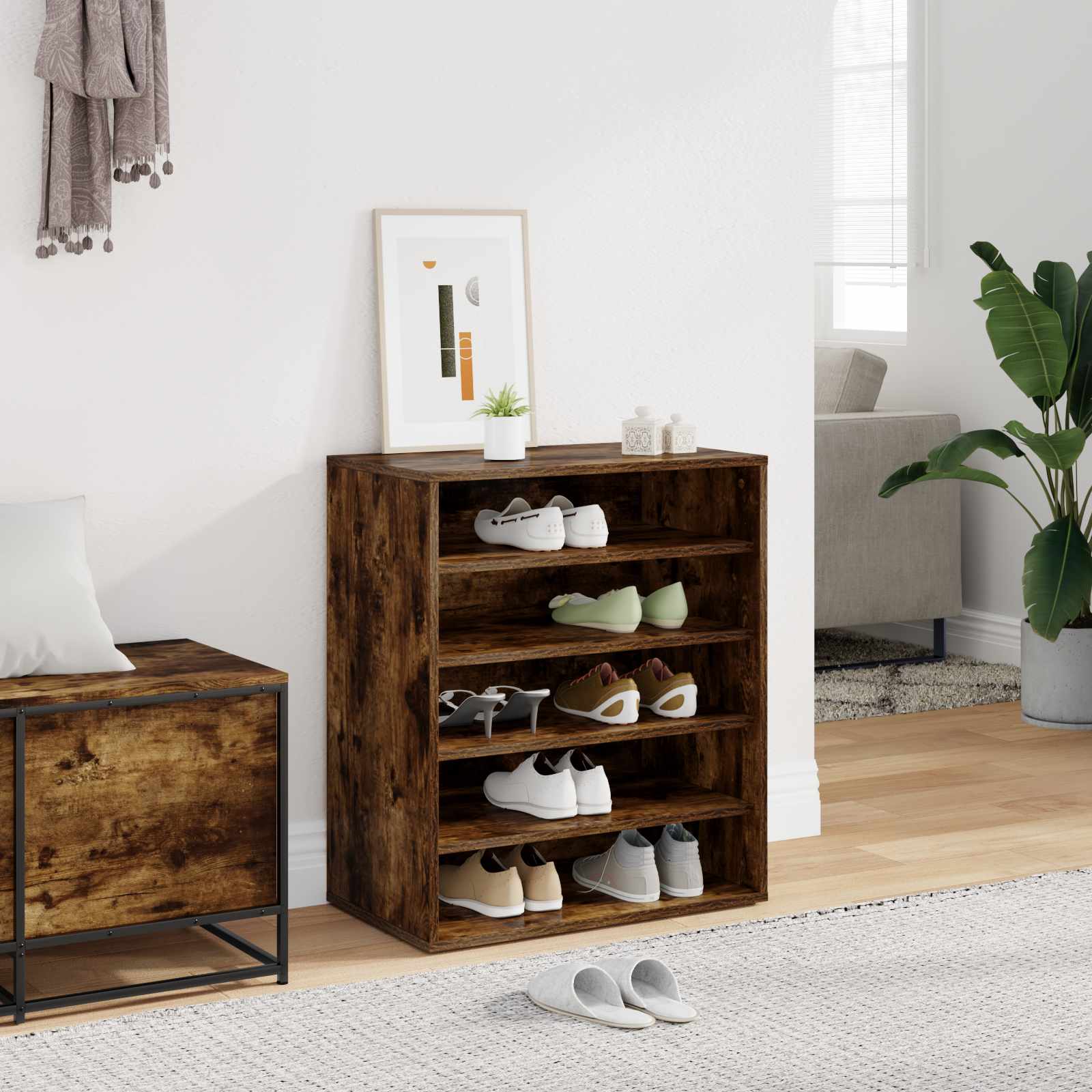 Scarpiera Rovere Fumo 60x35x70 cm in Legno Multistrato