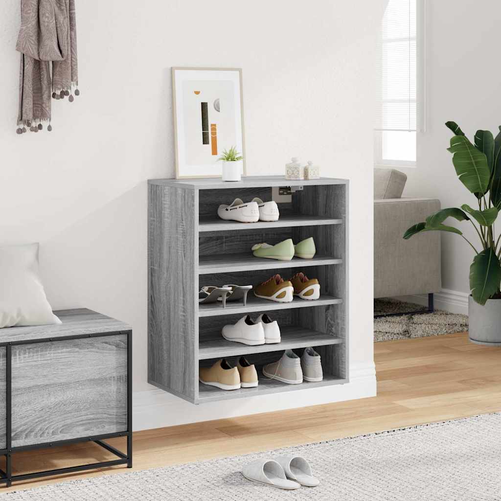Scarpiera Grigio Sonoma 60x35x70 cm in Legno Multistrato