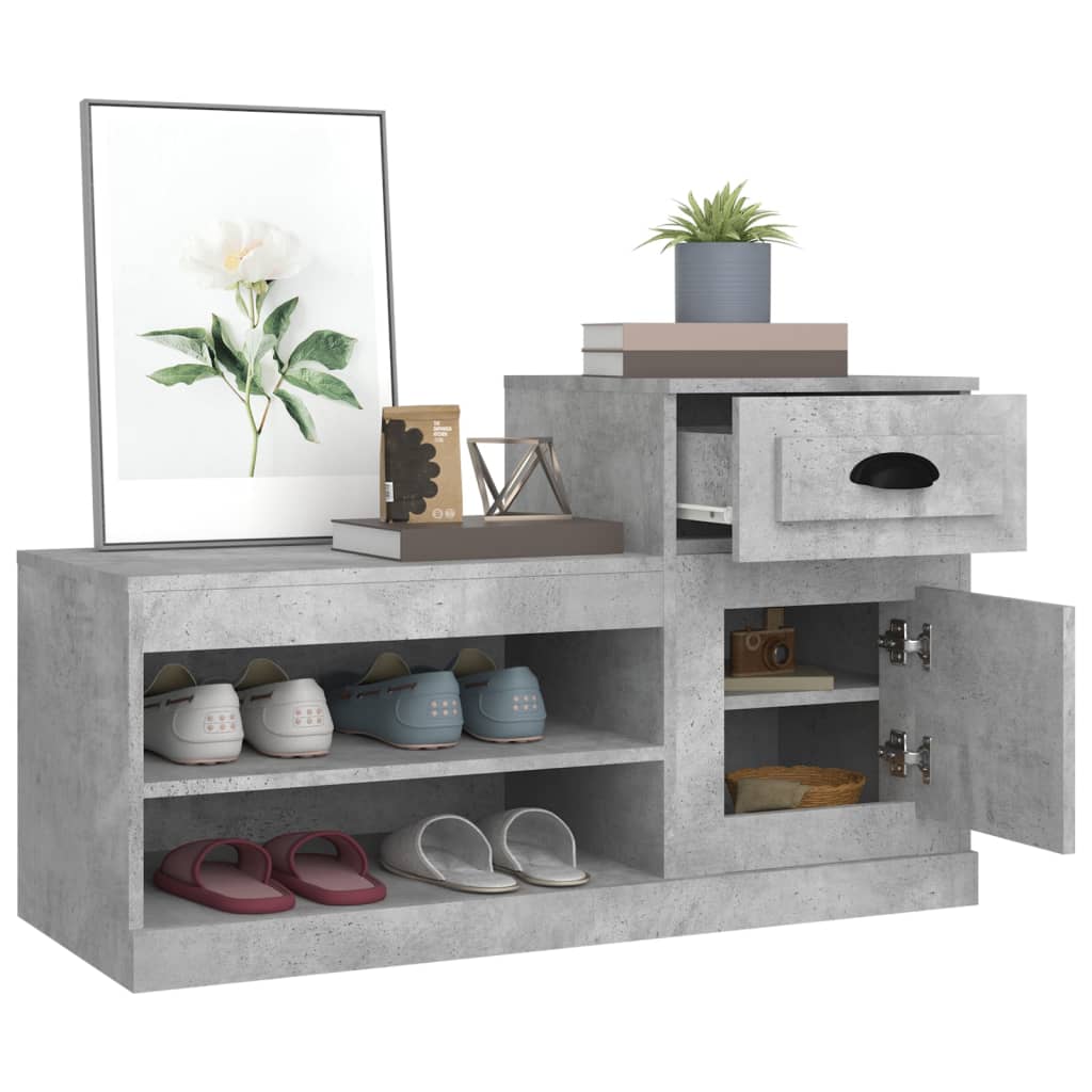 Scarpiera Grigio Cemento 100x42x60 cm in Legno Multistrato