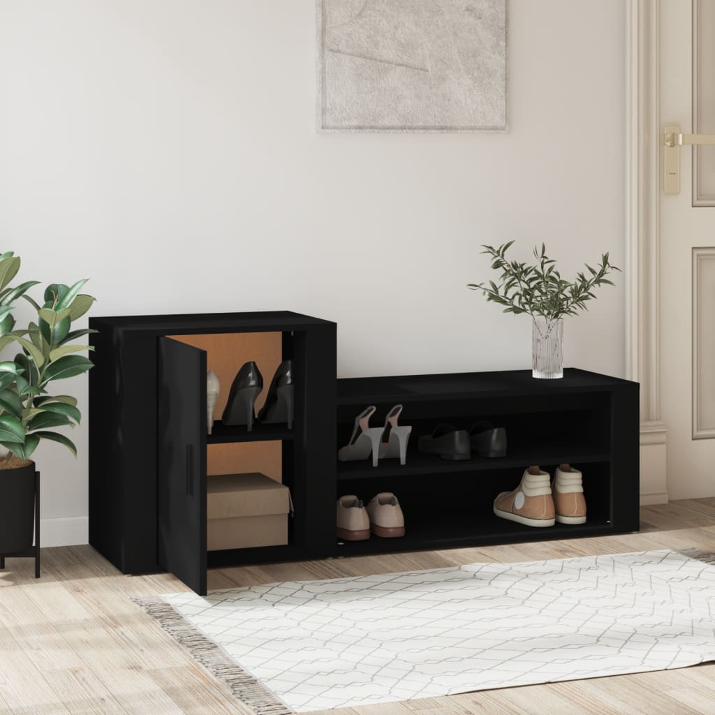 Scarpiera Nera 130x35x54 cm in Legno Multistrato