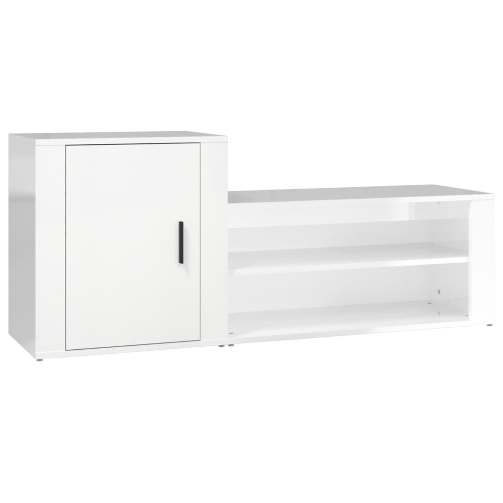 Scarpiera Bianco Lucido 130x35x54 cm in Legno Multistrato