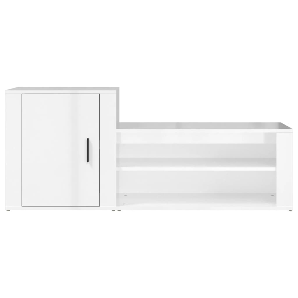 Scarpiera Bianco Lucido 130x35x54 cm in Legno Multistrato