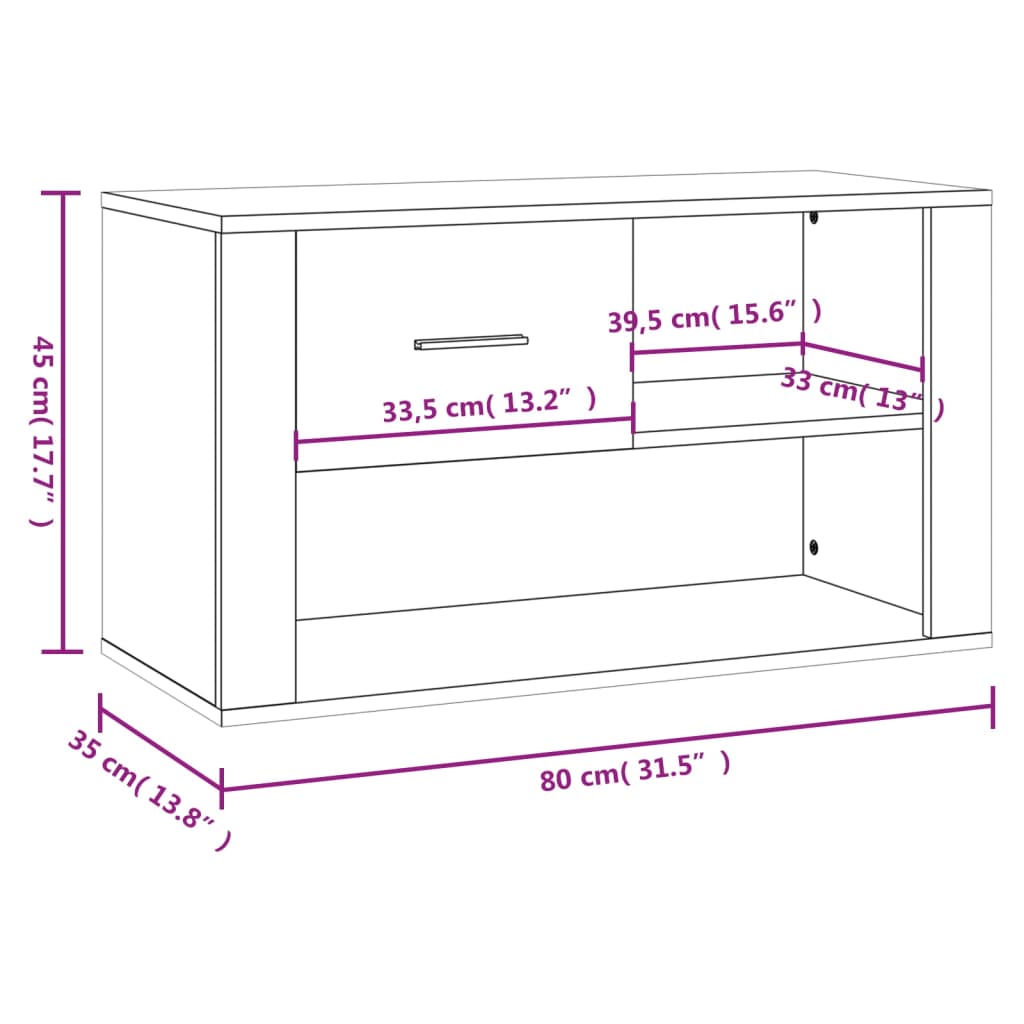 Scarpiera Bianca 80x35x45 cm in Legno Multistrato