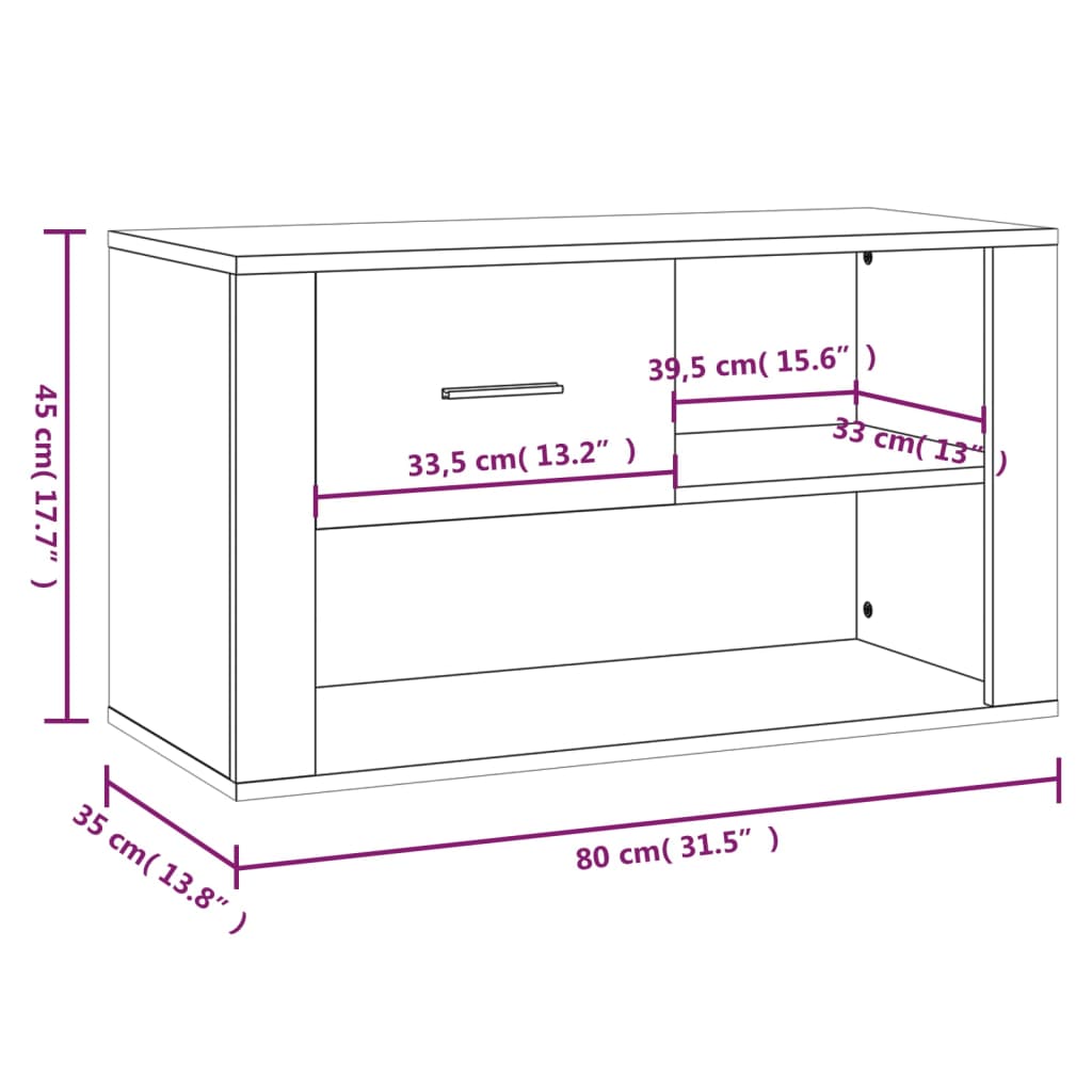 Scarpiera Grigio Cemento 80x35x45 cm in Legno Multistrato