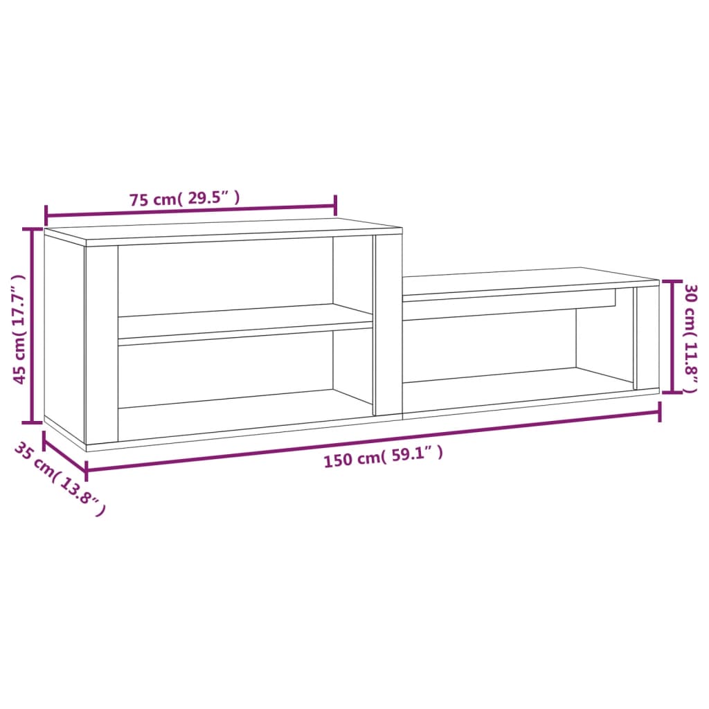 Scarpiera Grigio Cemento 150x35x45 cm in Legno Multistrato