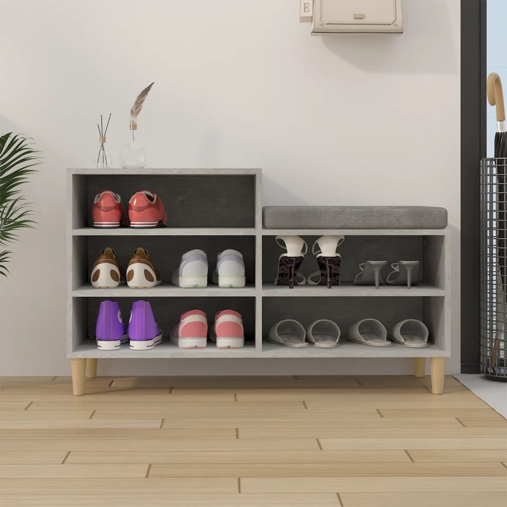 Scarpiera Grigio Cemento 102x36x60 cm in Legno Multistrato