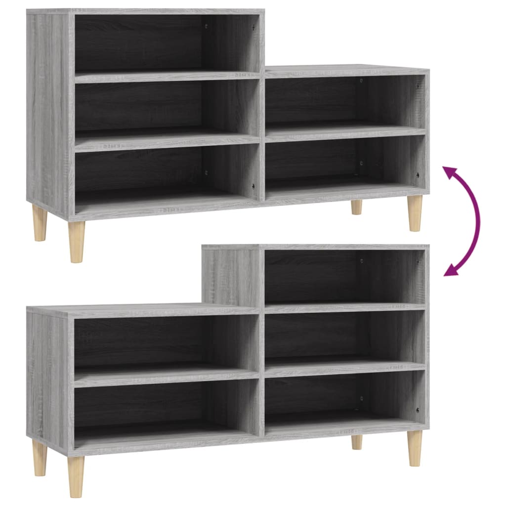 Scarpiera Grigio Sonoma 102x36x60 cm in Legno Multistrato