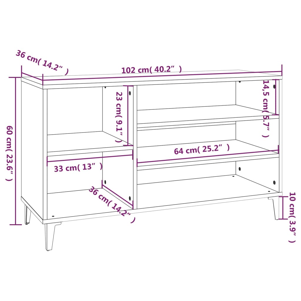Scarpiera Bianca 102x36x60 cm in Legno Multistrato