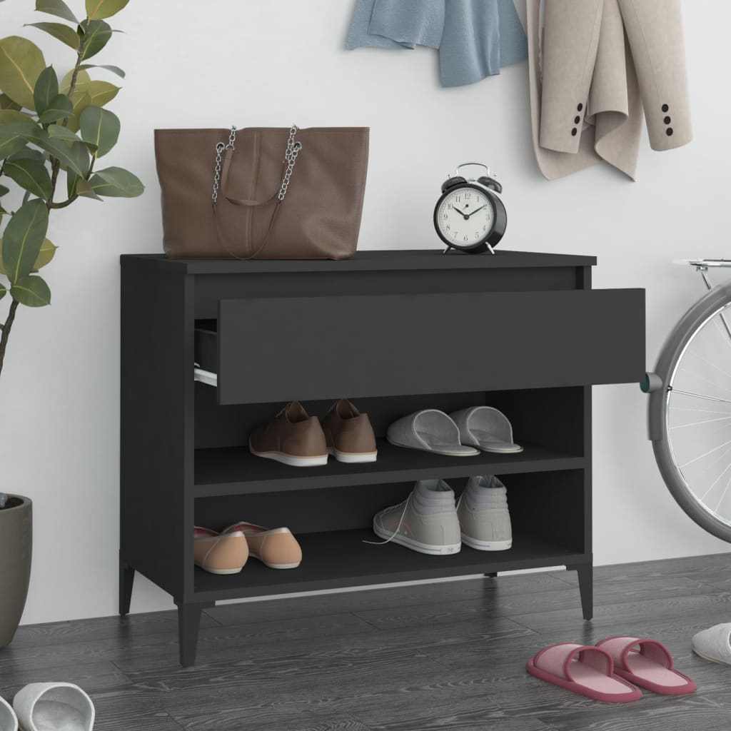 Scarpiera Nera 70x36x60 cm in Legno Multistrato