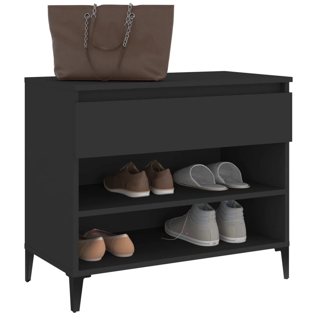 Scarpiera Nera 70x36x60 cm in Legno Multistrato
