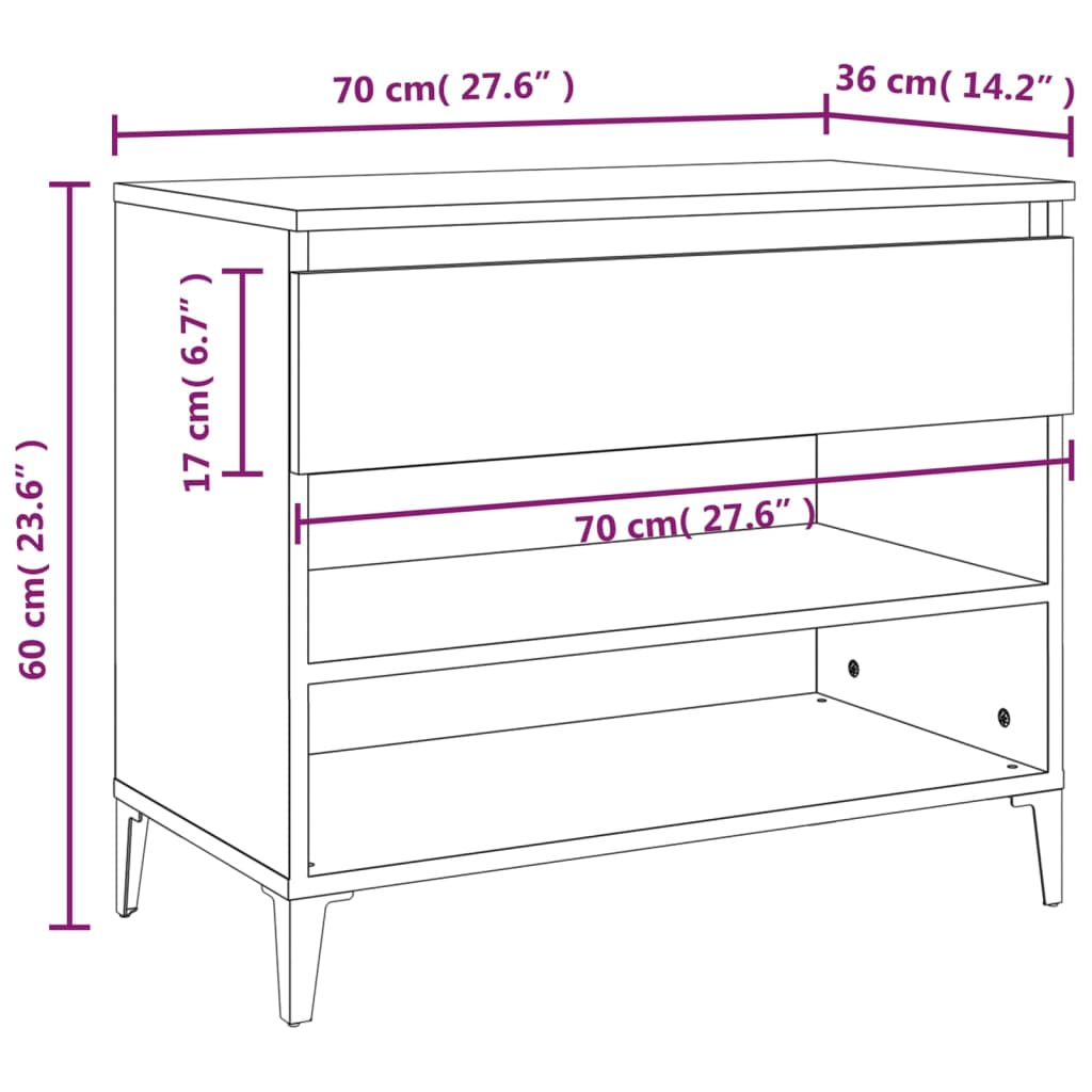 Scarpiera Nera 70x36x60 cm in Legno Multistrato