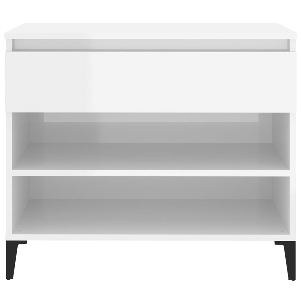 Scarpiera Bianco Lucido 70x36x60 cm in Legno Multistrato