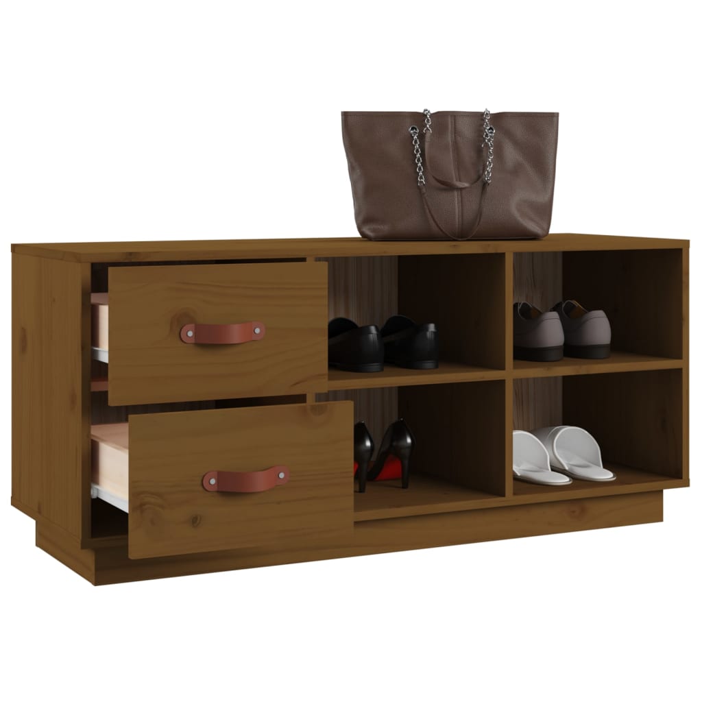 Scarpiera Ambrata 100x34x45 cm in Legno Massello di Pino