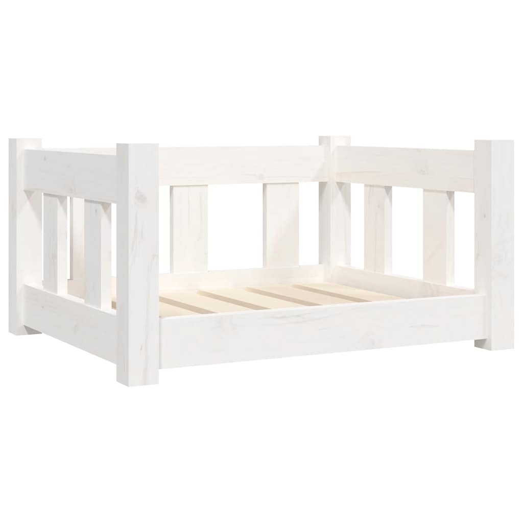 Cuccia per Cani Bianca 55,5x45,5x28cm in Legno Massello di Pino