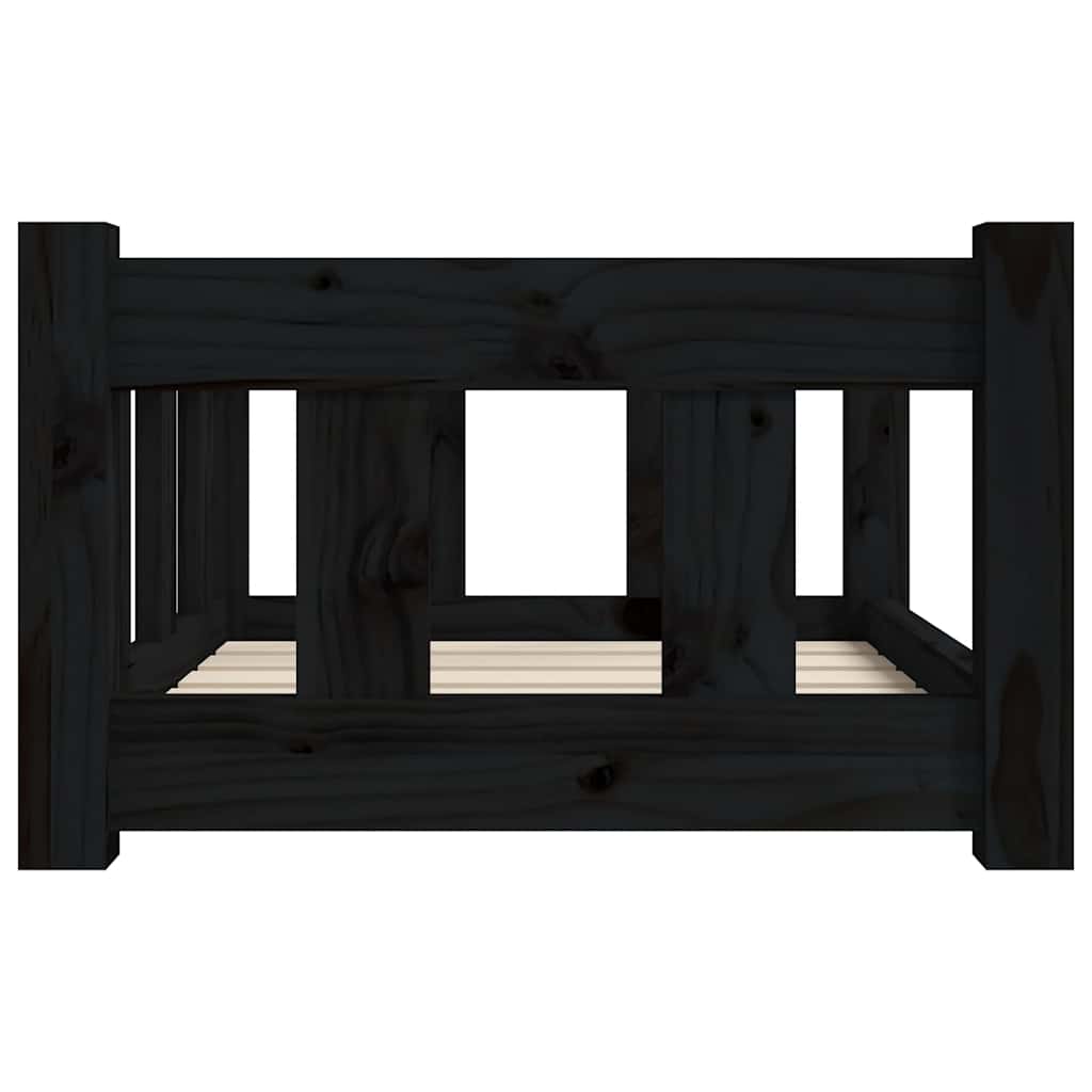 Cuccia per Cani Nera 55,5x45,5x28cm in Legno Massello di Pino