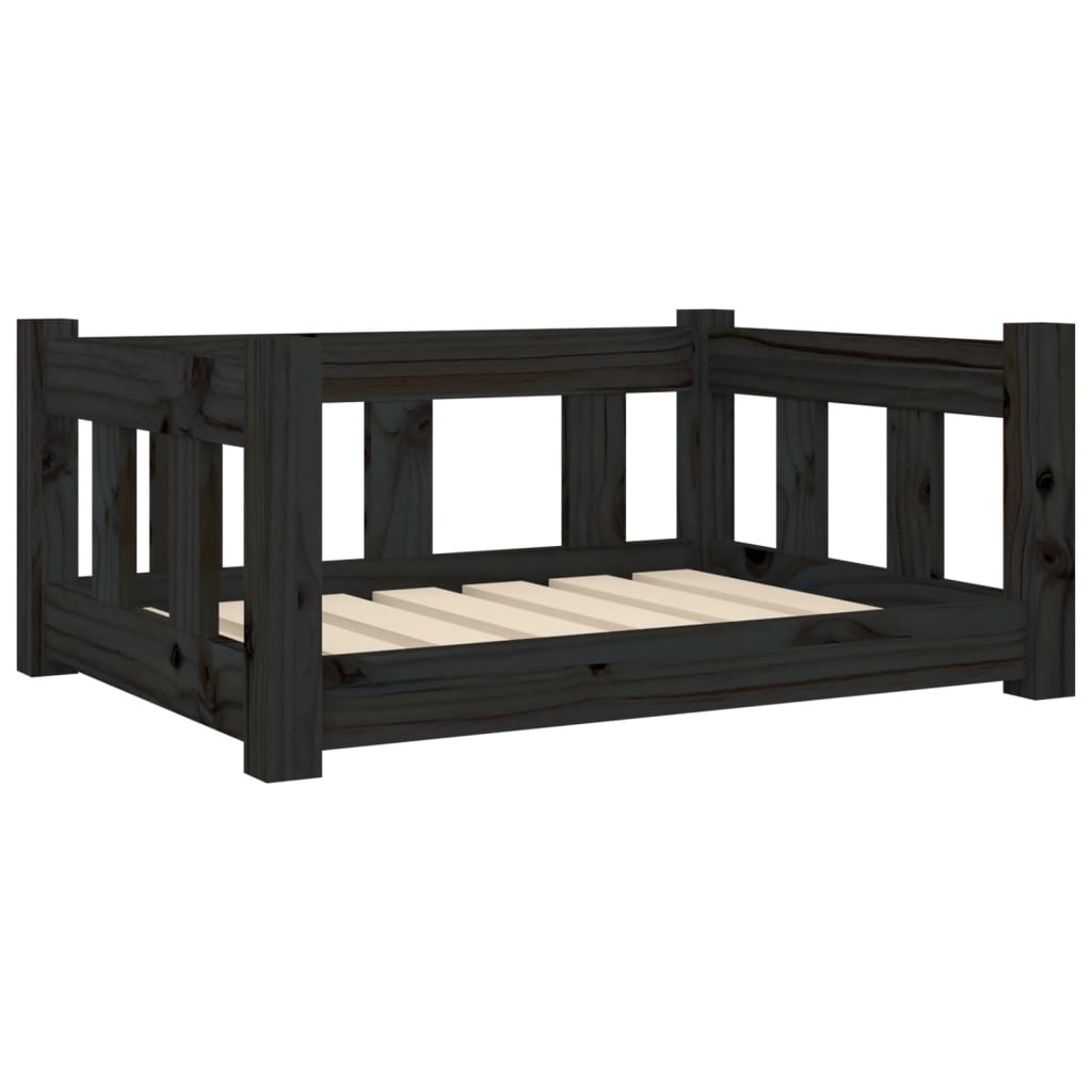 Cuccia per Cani Nera 65,5x50,5x28 cm in Legno Massello di Pino