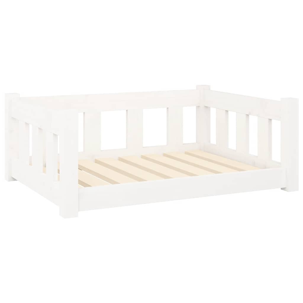 Cuccia per Cani Bianca 75,5x55,5x28cm in Legno Massello di Pino