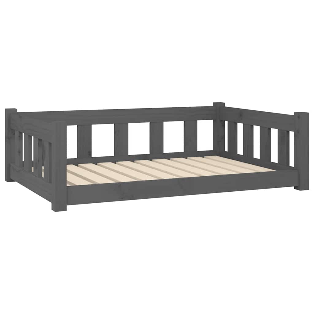Cuccia per Cani Grigia 95,5x65,5x28 cm Legno Massello di Pino