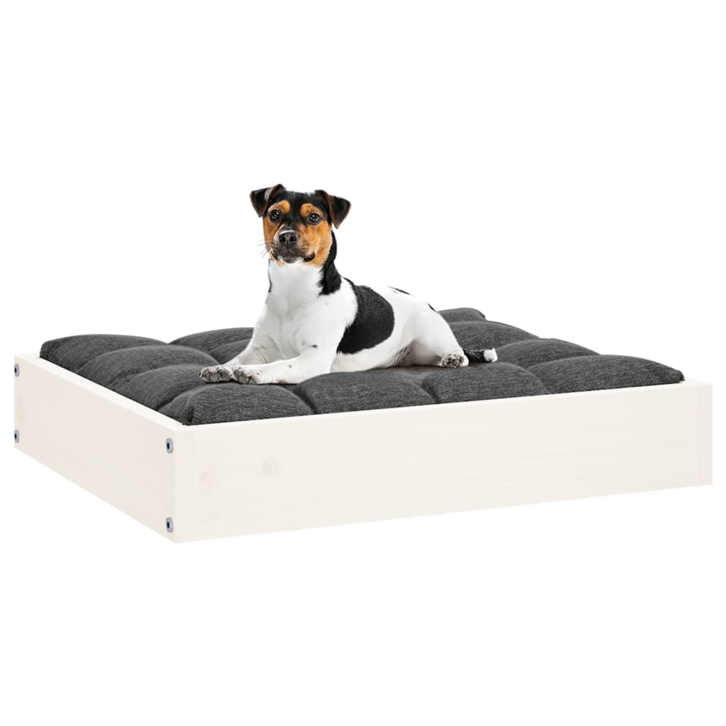 Cuccia per Cani Bianca 51,5x44x9 cm in Legno Massello di Pino