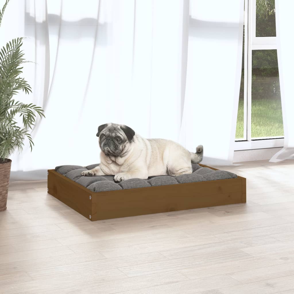 Cuccia per Cani Ambrata 61,5x49x9 cm in Legno Massello di Pino