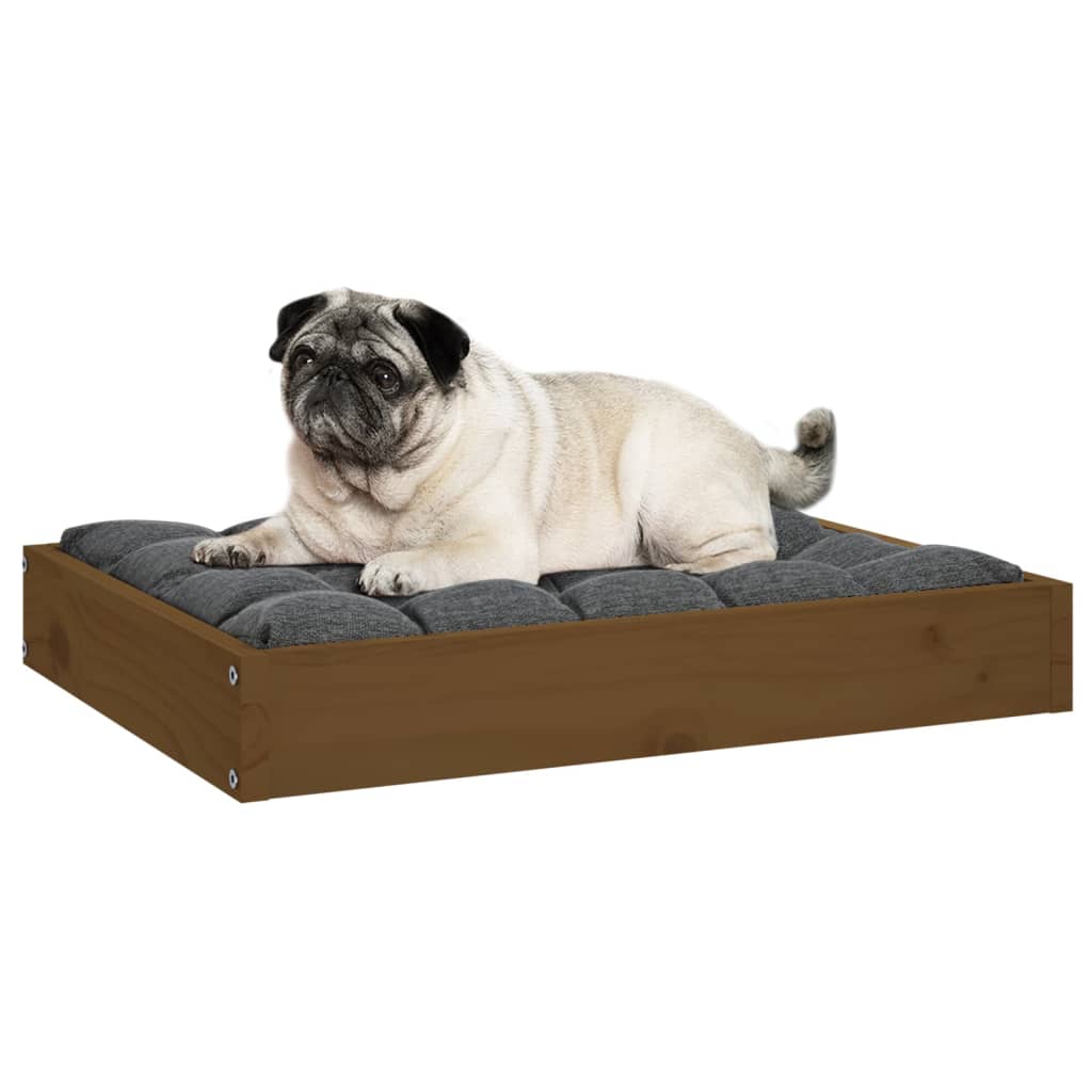 Cuccia per Cani Ambrata 61,5x49x9 cm in Legno Massello di Pino
