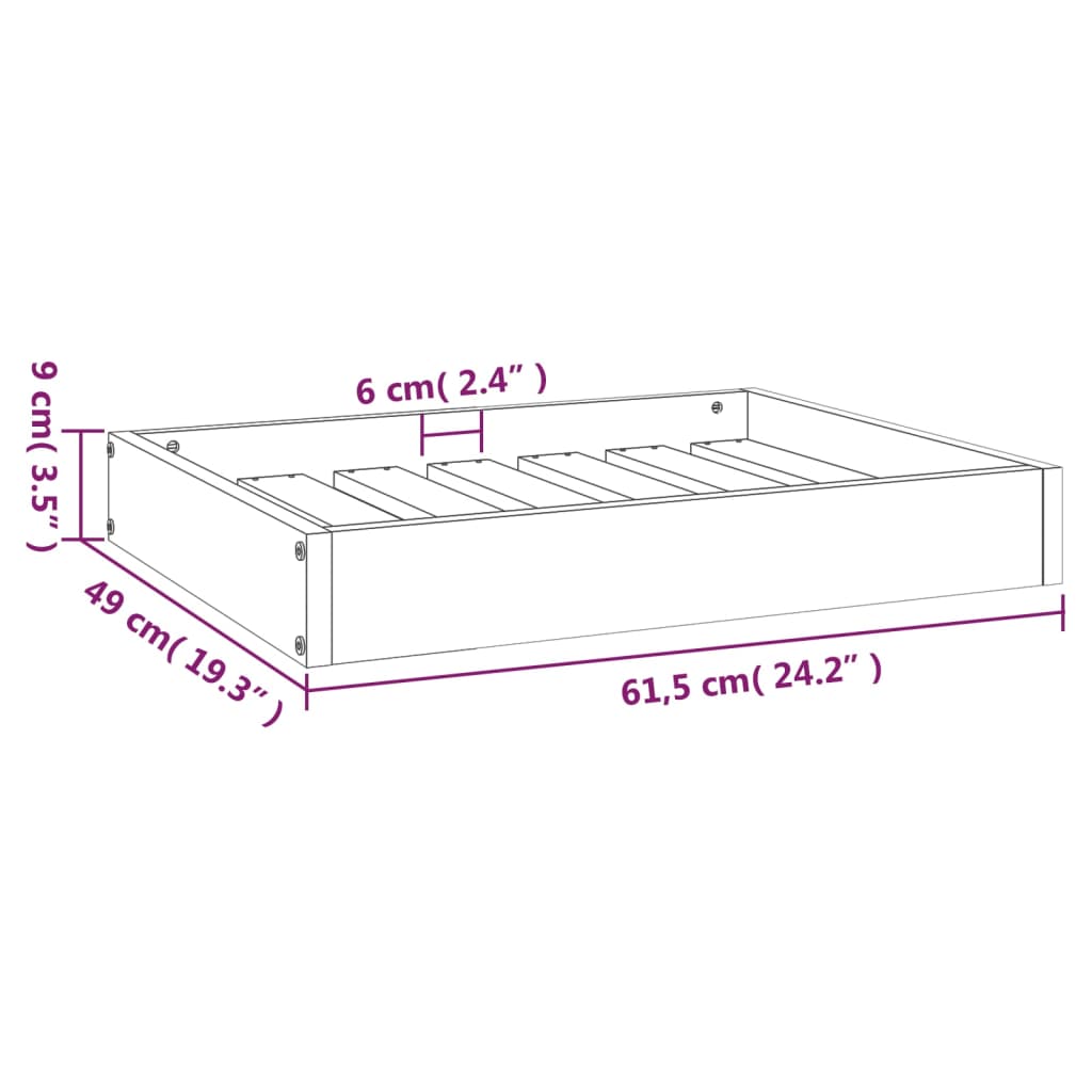 Cuccia per Cani Ambrata 61,5x49x9 cm in Legno Massello di Pino