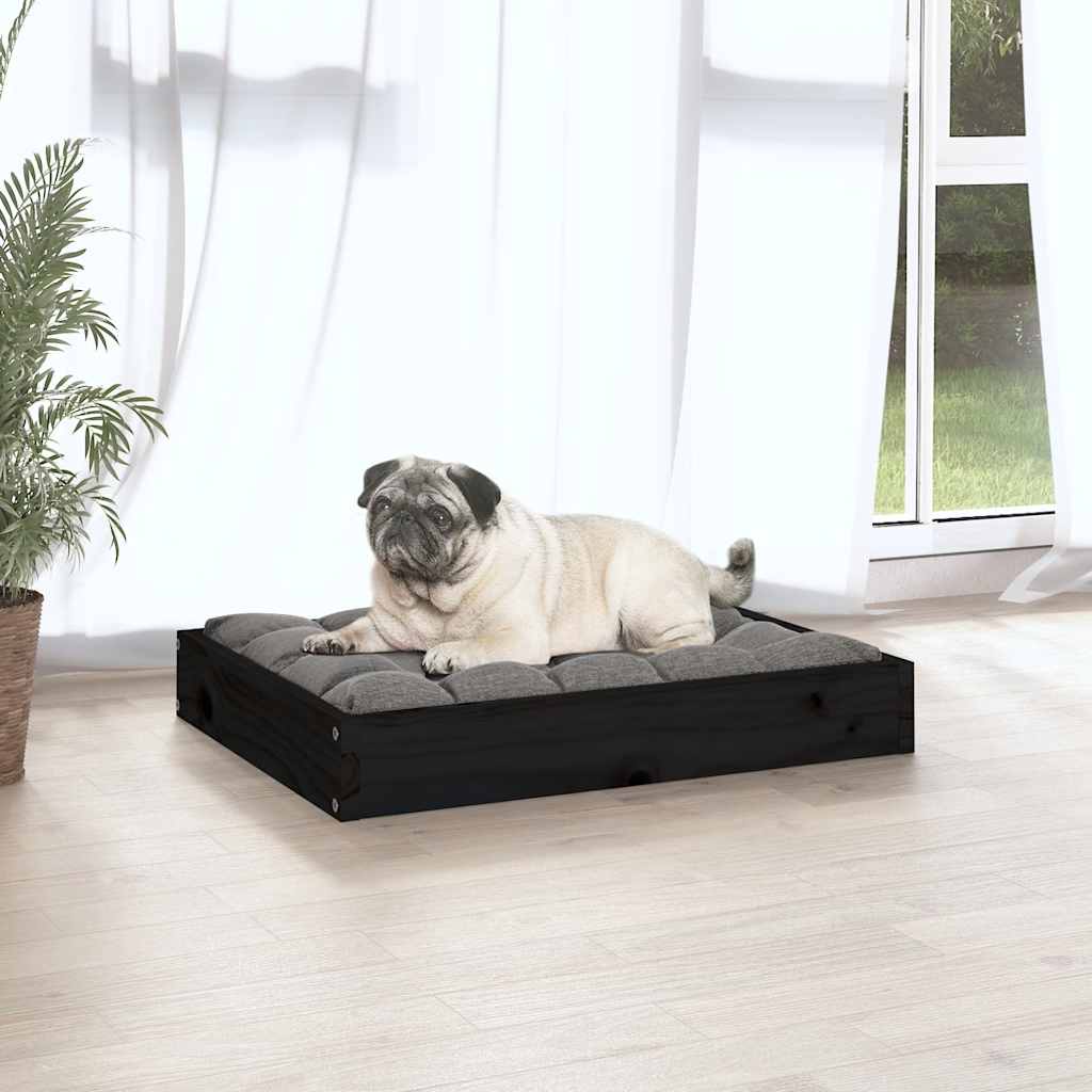 Cuccia per Cani Nera 61,5x49x9 cm in Legno Massello di Pino