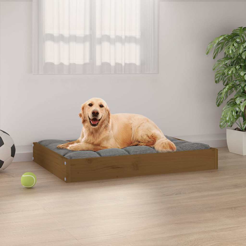 Cuccia per Cani Ambrata 71,5x54x9 cm in Legno Massello di Pino