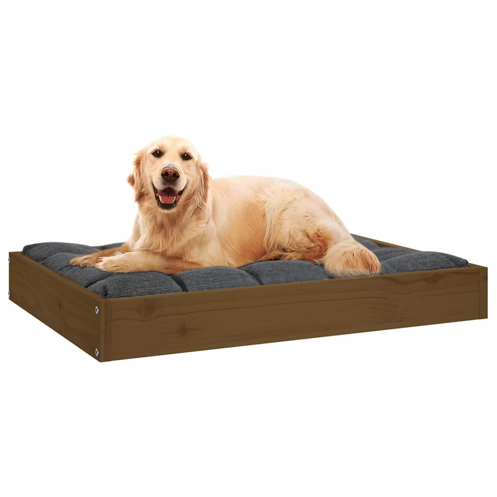 Cuccia per Cani Ambrata 71,5x54x9 cm in Legno Massello di Pino