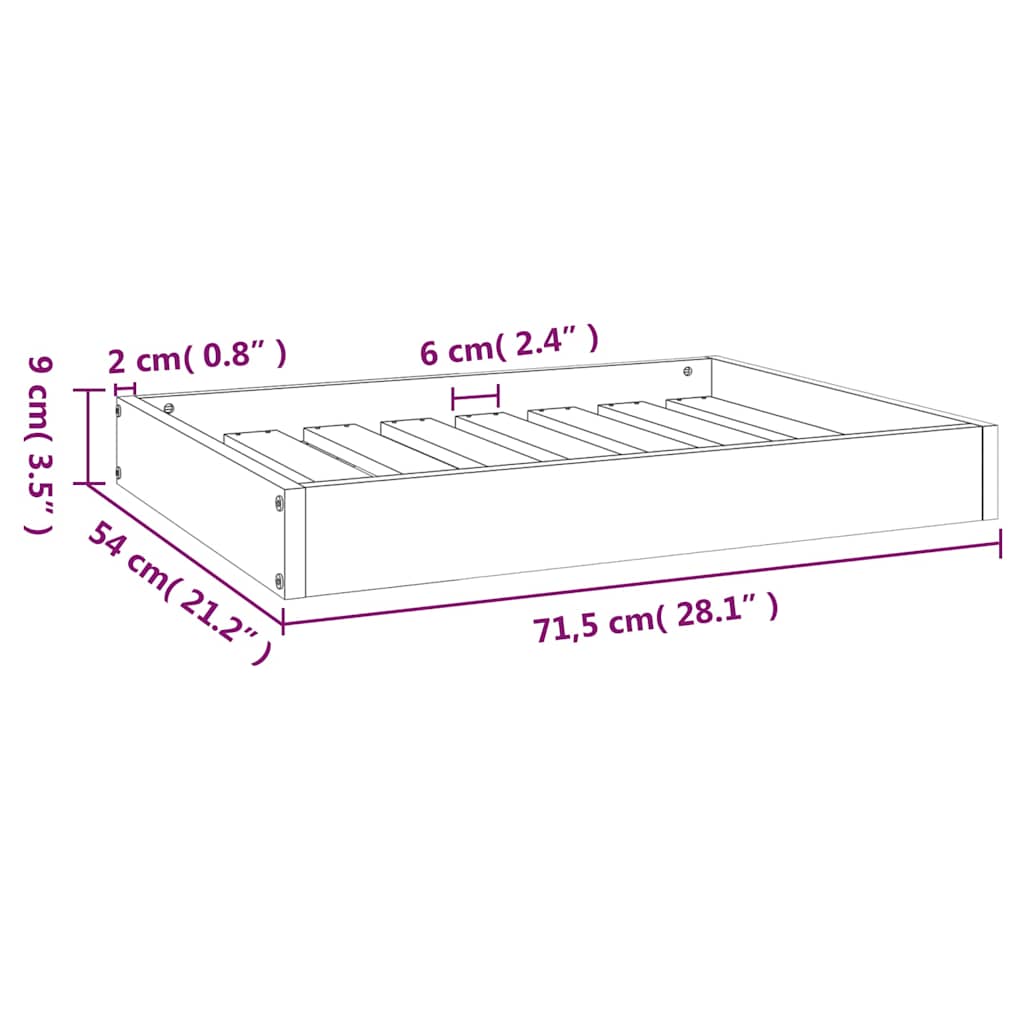 Cuccia per Cani Ambrata 71,5x54x9 cm in Legno Massello di Pino