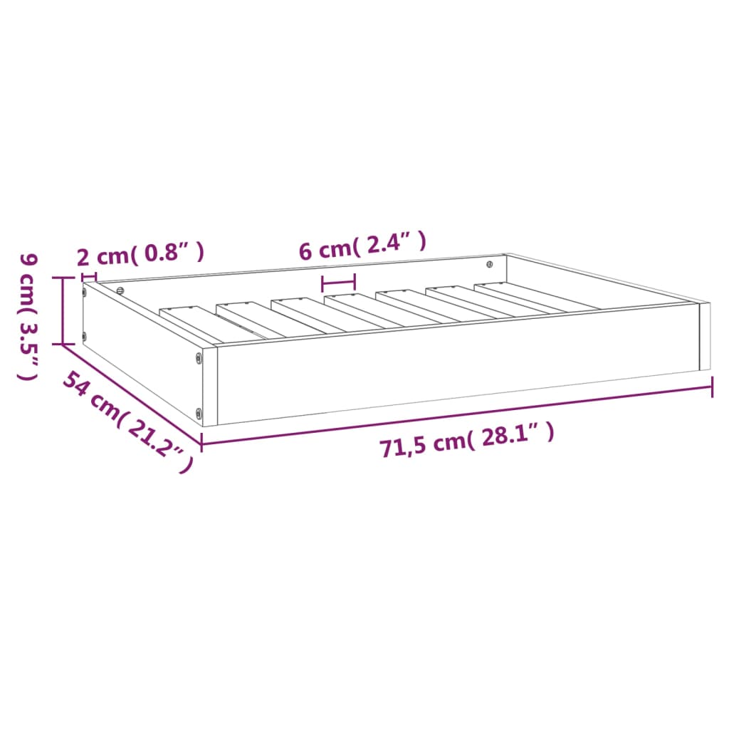 Cuccia per Cani Ambrata 71,5x54x9 cm in Legno Massello di Pino