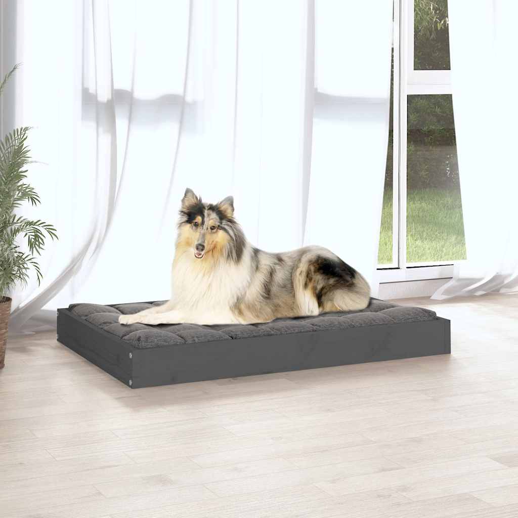 Cuccia per Cani Grigia 91,5x64x9 cm in Legno Massello di Pino