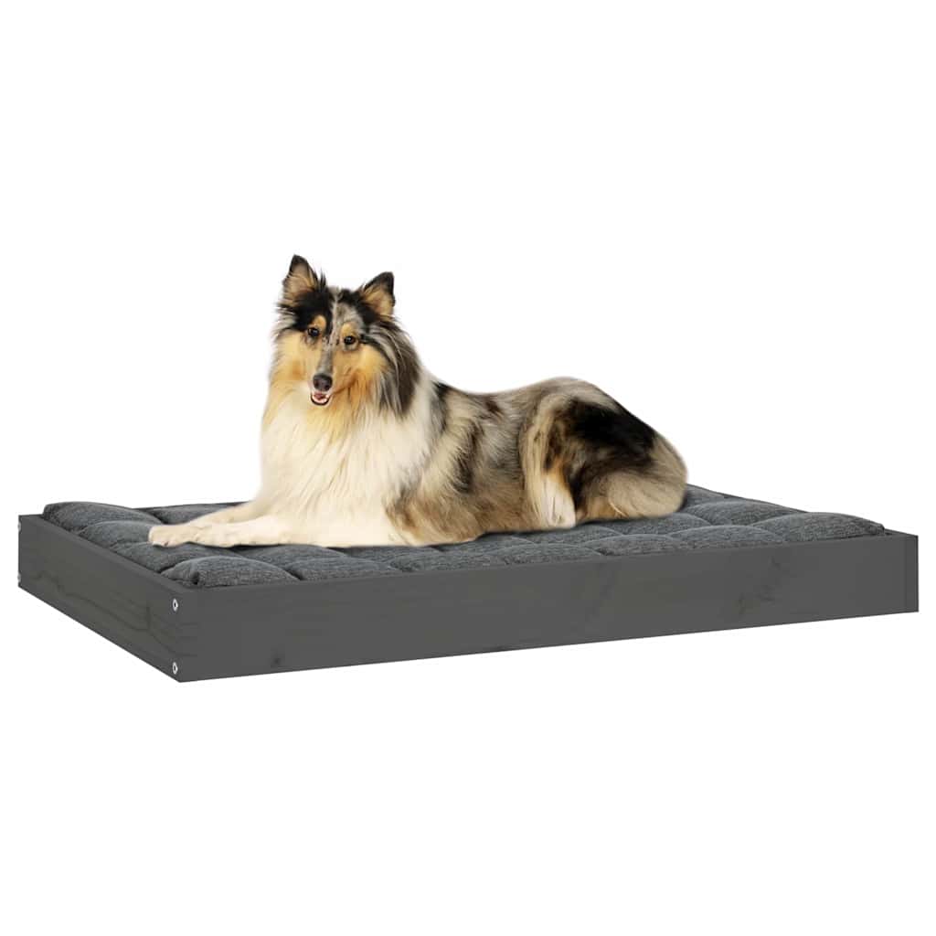 Cuccia per Cani Grigia 91,5x64x9 cm in Legno Massello di Pino