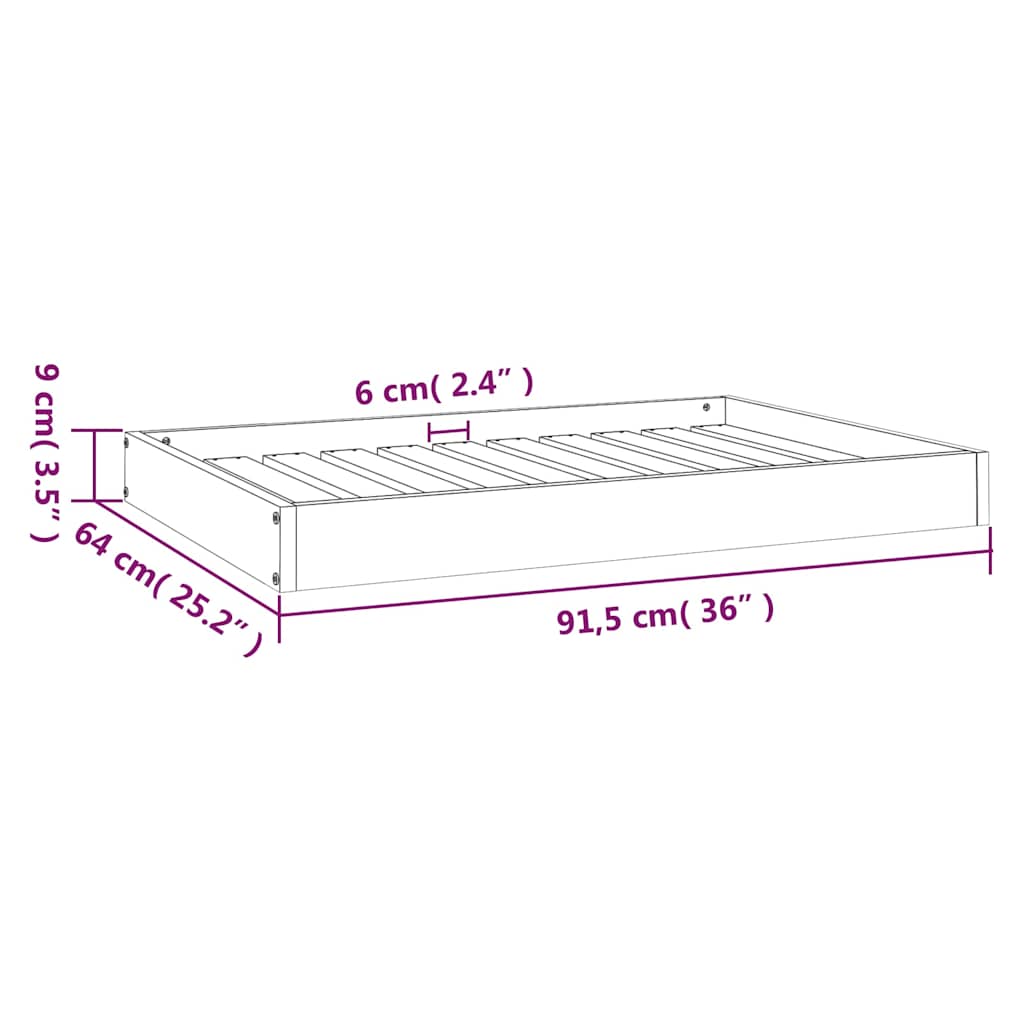 Cuccia per Cani Grigia 91,5x64x9 cm in Legno Massello di Pino