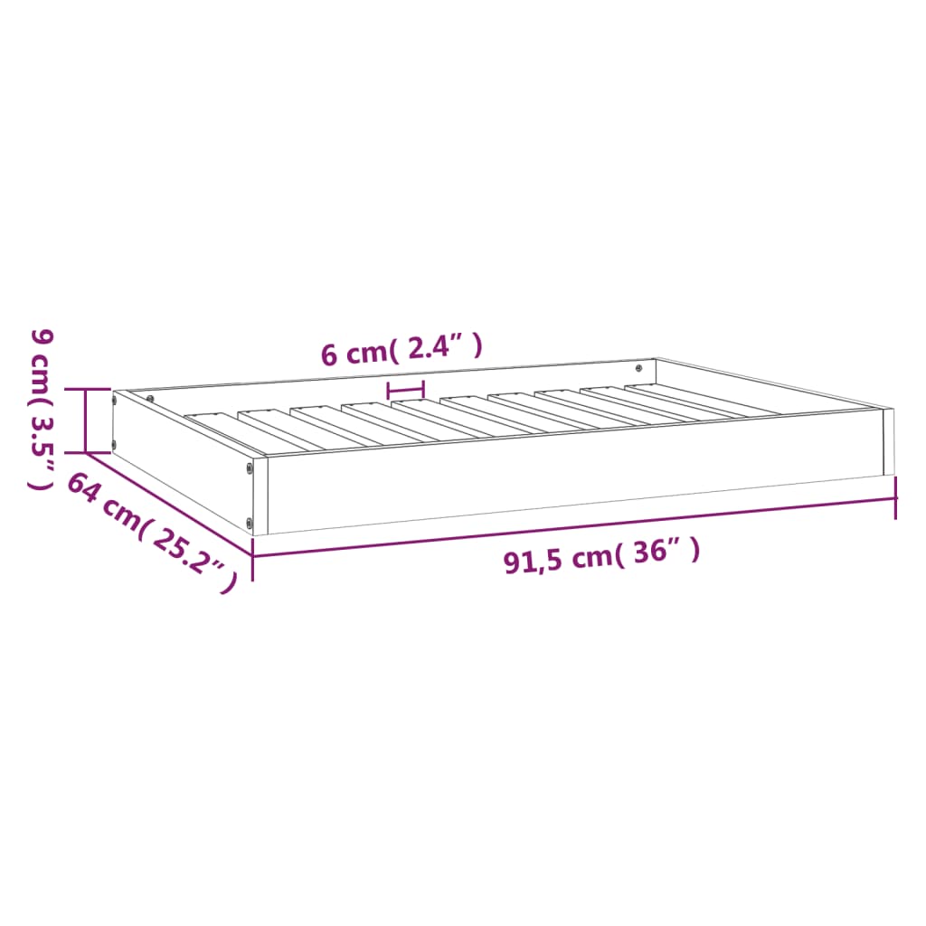 Cuccia per Cani Grigia 91,5x64x9 cm in Legno Massello di Pino