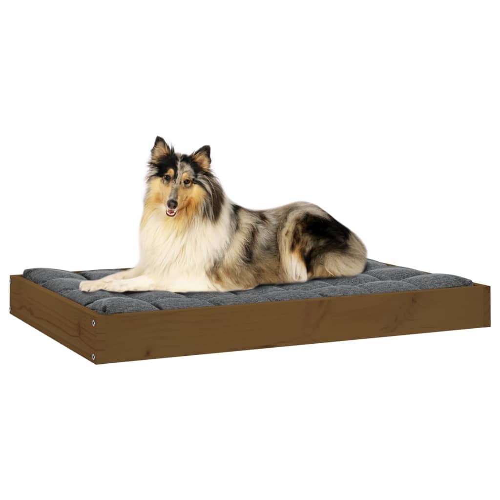 Cuccia per Cani Ambrata 91,5x64x9 cm in Legno Massello di Pino